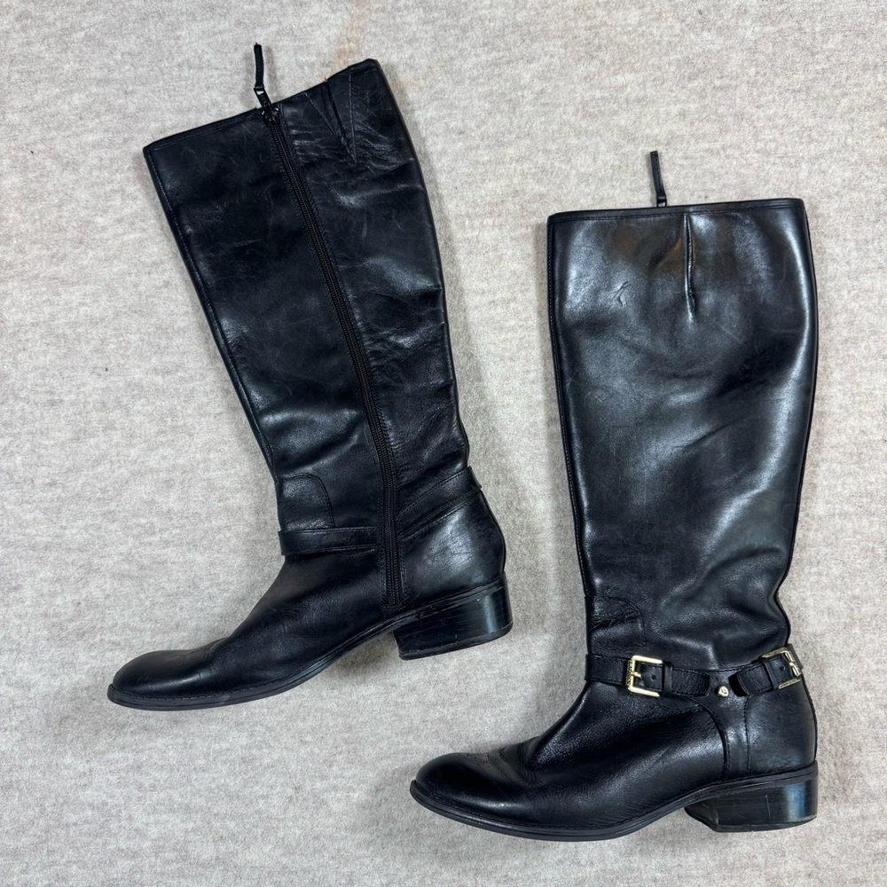 Ralph Lauren Black Leather Ankle Boots - Picture 1 of 6
